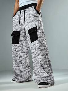 ROMWE MEN Men's Autumn/Winter Camouflage Patchwork Casual Pants - Multicolor - View 1