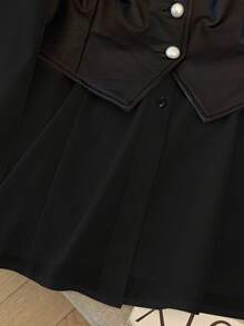 GlowEve CURVE 大码休闲链条装饰二合一长袖衬衫，秋季 - 黑色 - 查看 4