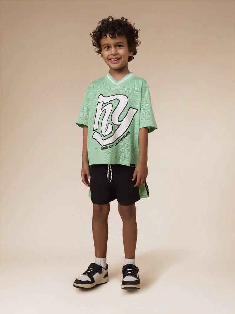 Mesh V Neck Top With Shorts Set