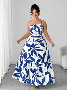 Elenzga Vestido elegante de mujer talla grande con tirantes finos, cintura fruncida y diseño evasé, con estampado de hojas de dos colores, diseño evasé estilizador, elegante y sofisticado, adecuado para volver al colegio, graduación, San Valentín, festivales de música, Día de la Madre, Halloween, Acción de Gracias, Pascua, Día Nacional, galas, citas, fiestas, bodas, actividades al aire libre - Morado - Ver 7