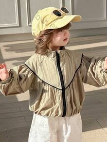 DAZY معطف كاجوال طويل الأكمام مبطن بالحشو للأطفال الرضع والصغار، أحادي اللون - أخضر - مشاهدة 5