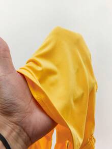 Amplova 2pcs Yellow Heart Sexy Backless Ruched Drawstring Detail Crop Top & Wide Waistband Sexy Set - Yellow - View 8