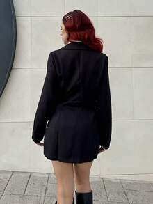 Bearsaez Fitted Solid Color Casual Blazer For Women, Suitable For Commuting Fall Cloth For Women - Black - View 2