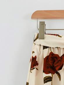 GlowEve Women's Rose Floral Print Waist Tie Bow Straight Leg Pants, Casual Commuter Chic Elegant Fashion Business Versatile French Street Lazy Retro Romantic Date New Style - Multicolor - View 4