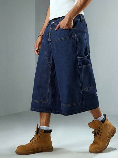 Grunge Punk Jeans casual da uomo a gamba larga lavati a Capri