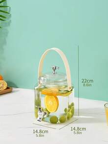 1pc Cold Water Bucket With Tap, Beverage Bucket, Rack, Lemon Fruit Tea Bucket, Juice Jar, Wine Bottle, Large Capacity, Suitable For Parties, Halloween, Christmas - Transparent - View 3