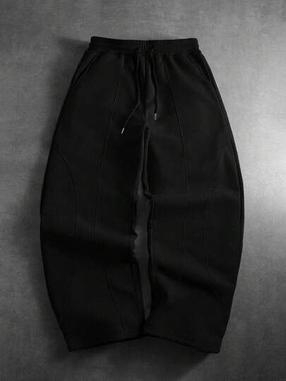 PAVTROS Pantalon de survêtement décontracté pour hommes, couleur unie, taille à cordon, poches en biais, pour le travail et la vie quotidienne
