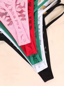 5pcs Romantic & Comfortable Lace Women's G-String Sexy Lingerie Set - Multicolor - View 6