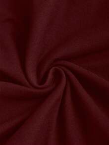 SHEIN PETITE Casual Crew Neck Fitted Top & Bubble Skirt Dress, Long Sleeve, Spring/Autumn - Burgundy - View 6