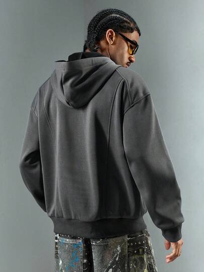 Herren Lässig Einfarbiger Kapuzenpullover