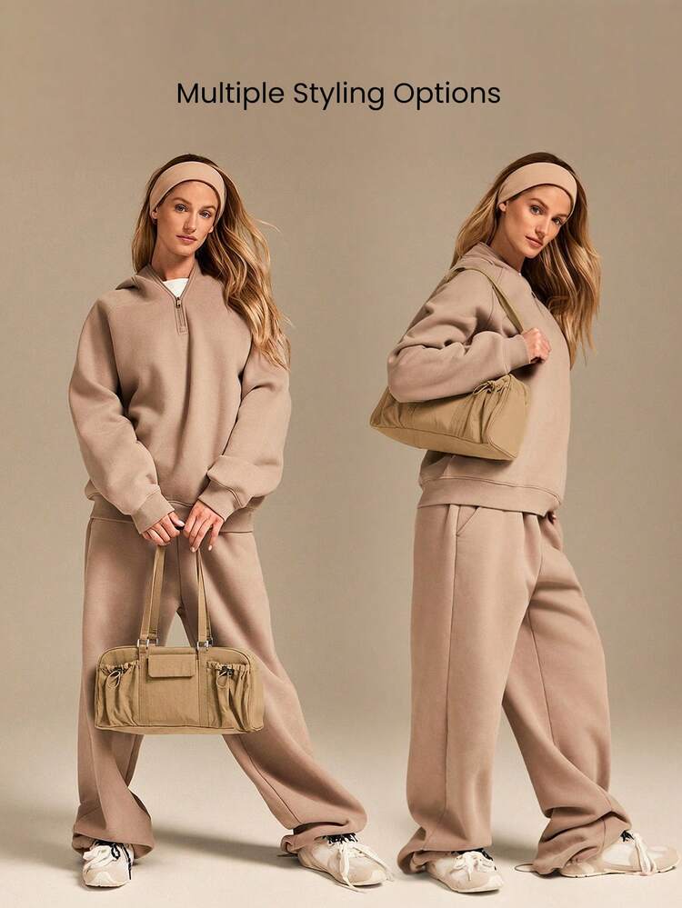 6L Hydro Hustle Water-Repellent Exterior Drawstring Snap Closure Zipper Flap Pockets Compartments Shoulder Duffle Bag Gym Studio Travel Vacation Holiday Daily Casual Wear