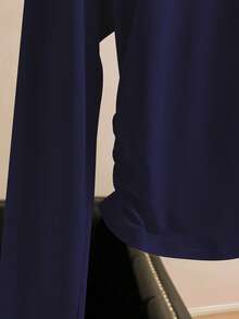 INAWLY 休闲蝴蝶结印花圆领长袖T恤 - 藏蓝色 - 查看 5