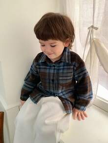 DAZY Toddler Boys' Plaid Collar Long Sleeve Jacket - Brown - View 5