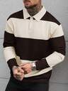 Manfinity CasualCool Men's Casual Loose Fit Half-Zip Striped Long Sleeve Polo Shirt College Style Pattern Polo Men Polo Shirts For Men Long Sleeve Rugby Shirt Polo Rugby Long Sleeve For Men Brown And White Shirt Men Streetwear Old Money,Daily Leisure, Weekend Trips, Outdoor Activities, Travel Expeditions, Relaxed Work Environments Or Semi-Formal Occasions, Boyfriend/Husband Gift, Anniversary /Birthday Gift Party Summer Vacation Holiday New Years Wedding Valentine's Day