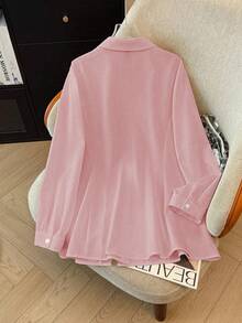 GlowEve CURVE 大码时尚通勤吊带背心拼接二合一衬衫 - 粉色 - 查看 2