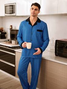 CoupledUp Set de pijamale bărbătești cu imprimeu clasic în carouri - Multicolor - Vizualizare 4