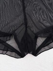 女士性感黑色网眼休闲内裤 - 黑色 - 查看 6