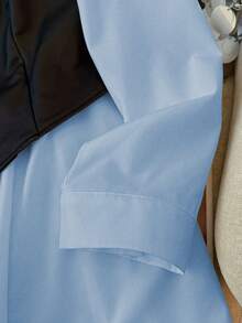 GlowEve CURVE 大码时尚通勤背带拼接二合一衬衫 - 淺藍色 - 查看 6