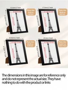 3 Buah/Set Bingkai Foto Kayu untuk Dinding, Bingkai Foto untuk Pajangan Meja dan Bingkai Dinding, Dekorasi Foto, Hadiah Kenangan - MultiWarna - View 3