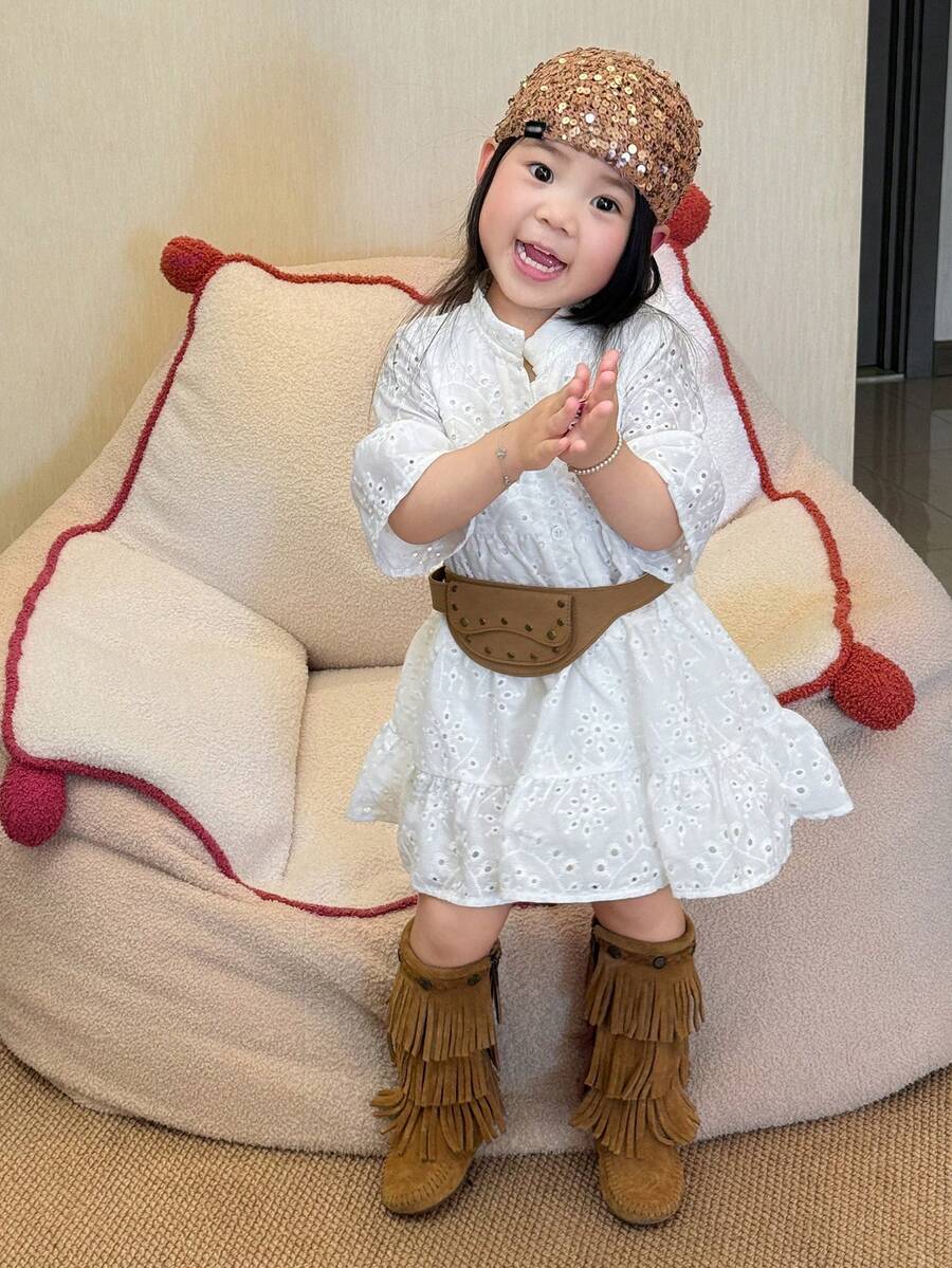 DAZY Toddler Girls' Lace Ruffle Hem Casual Korean Style Spring/Autumn Dress - White - View 1