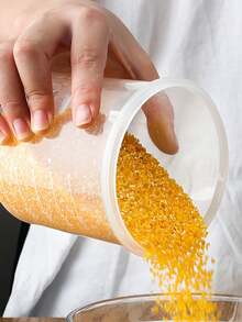 1 pieza Tarro con tapa hermética, tarro de caramelos con tapa, recipiente de almacenamiento de alimentos, tarro de plástico transparente, para té, café, especias, caramelos, utensilios de cocina, accesorios de cocina, suministros para fiestas - Blanco - Ver 3