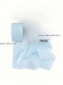1卷/3卷 4厘米*500厘米 浅蓝色手工包边雪纺丝带，适用于婚礼请柬、新娘捧花、礼品包装、DIY手工、场景装饰、节日装饰、房间装饰、家居装饰、办公室装饰、主题派对装饰、情人节礼物 - 淺藍色 - 查看 4