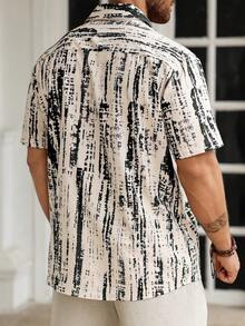 Manfinity Homme Plus Size Men's Tie-Dye Single-Breasted Casual Short Sleeve Shirt - Multicolor - View 2