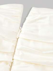 SHEIN MOD 女士杏色缎面蝴蝶结无袖上衣和迷你裙两件套 - 杏色 - 查看 7