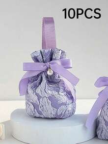 10 Túi quà hoa nhỏ, Túi quà vải canvas màu hồng, Túi quà tiệc trà có quai xách, Túi đựng quà nhỏ có dây rút cho tiệc chia tay cuộc sống độc thân, sinh nhật, đám cưới - Nhiều màu - Xem 16