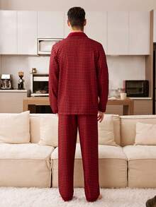 CoupledUp Classic Plaid Print Men's Pajama Set - Multicolor - View 2