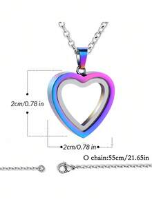 Glass Cremation Jewelry Necklace For Ashes Heart Memorial Lockets For Ashes Stainless Steel Keepsake Urn Ashes Pendants Valentine's Day Gift - Multicolor - View 2