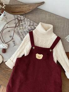 Emery Rose Kids Emery Rose Kids Young Girls /Baby Girls Cute Burgundy Corduroy Overall Dress Young Girls Burgundy Corduroy Dress With Ruffle Pocket And Shoulder Straps Toddler Overall Dress Baby Burgundy Dress Maroon Dress For Girl Young Girl Overalls Corduroy Overall Dress Burgundy Toddler Dress Autumn And Winter Young Girls Dresses Burgundy And Gold Kids Dress Girl Clothes Autumn And Winter Clothes 2pcs Set Toddler Girls Cute Vintage Style - Burgundy - View 13