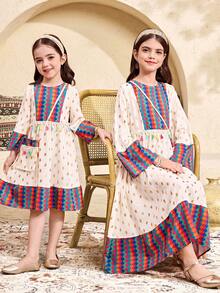 SHEIN 少女休闲圆领短袖连衣裙 - 彩色 - 查看 7