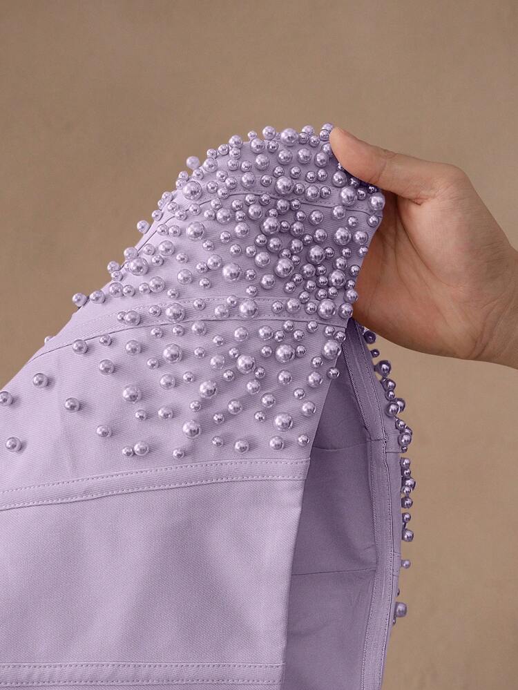 Anewsta Top elegant cu imprimeu bandaj, mulat și stilat, potrivit pentru Anul Nou, Crăciun, ieșiri în oraș, iarnă - Violet - Vizualizare 9