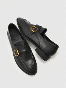 CUCCOO BIZCHIC 女士休闲百搭通勤搭扣平底鞋 - 黑色 - 查看 10