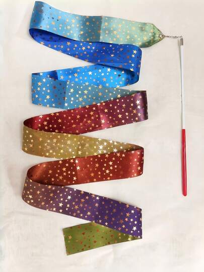 1/2/3Pcs 2M Long Shiny Gradient Dance Ribbons, Artistic Dance Gymnastics, Talent Show Decorative Props, Gymnastics Dance Ribbon Party Gifts, Gymnastics Performance Gymnastics Training Tools, Birthday Parties, Ribbon Decoration Small Gifts