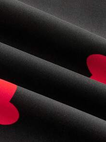 HIMLAND Áo sơ mi nam tay ngắn cổ ve in hình trái tim, cài một hàng khuy, kiểu dáng thường ngày/công sở - màu đen - Xem 4