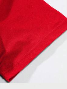 Manfinity Homme 男士中国新年马标语印花红色T恤 - 紅色 - 查看 7