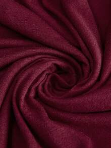 SHEIN 孕妇加大码纯色系带短袖休闲连衣裙 - 酒紅色 - 查看 8