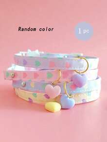 PETSIN 1 Piece, Random Color, Pet Valentine's Day Heart-Shaped Pendant Collar, Cat Clasp, Adjustable Neck Circumference - Multicolor - View 8