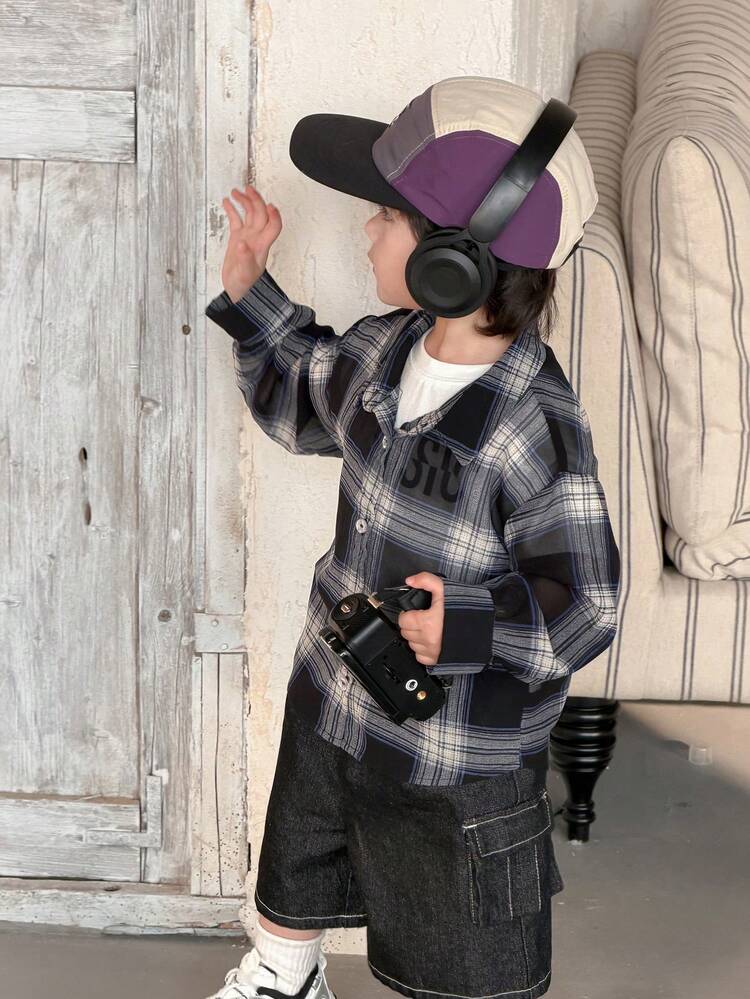 Toddler Boys' Casual Plaid Loose Fit Top, Spring/Summer