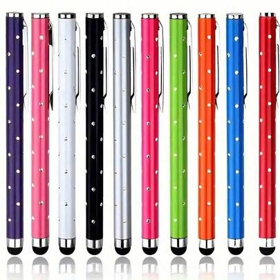 5/10pcs Shimmering Rhinestone Touch Screen Pens - Universal Compatible With Apple, Android - Precise Painting & Writing - 5/10pcs Set - Durable & Stylish Gift Choice