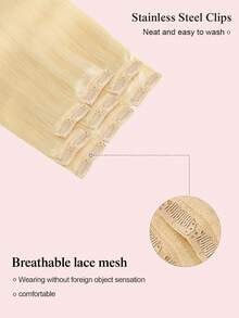 8PCS With 16 Clips Straight Clip In Hair Extensions 100% Real Human Hair Color 613# Light Blonde 12-18 Inch Double Weft Invisible Clip Hair Extensions Remy Natural Human Hair For Women Girl Daily Full Head Use Halloween Costumes - S613 - View 5