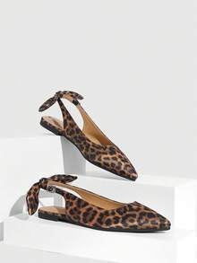 CUCCOO SZL Women's Pointed Toe Leopard Print Buckle Casual Everyday Versatile Fashion Shoes - Black - View 2