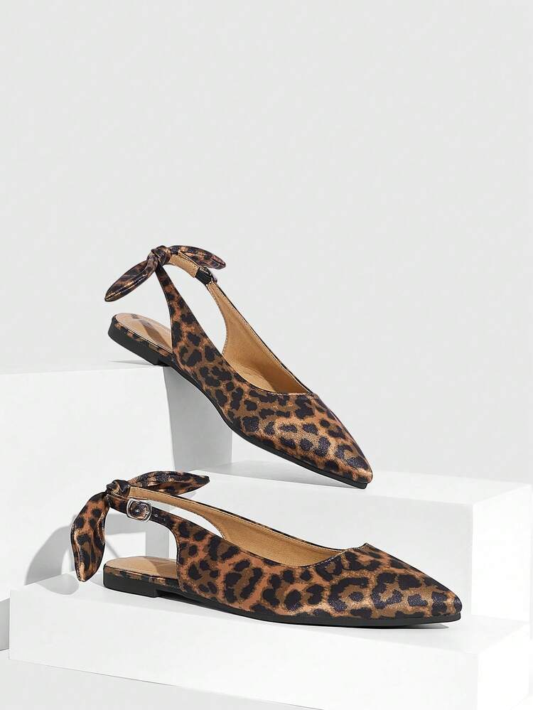 CUCCOO SZL Women's Pointed Toe Leopard Print Buckle Casual Everyday Versatile Fashion Shoes