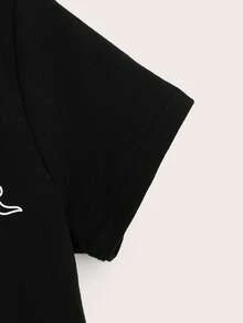 SHEIN 卡通恐龙印花圆领短袖休闲百搭男童T恤