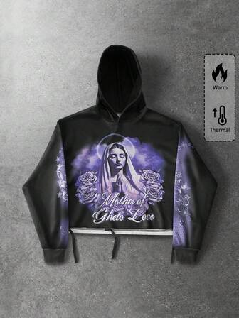 Street Life Men's Letter & Portrait Graphic Print Pullover Hoodie