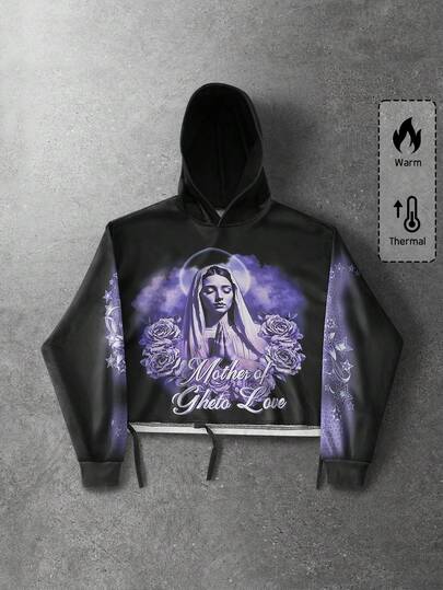 Street Life Men's Letter & Portrait Graphic Print Pullover Hoodie