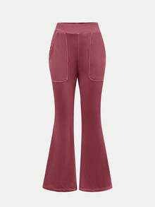 SHEIN Tween Girls' Velvet Hoodie And Sweatpants Set, Casual Sportswear - Dusty Pink - View 6