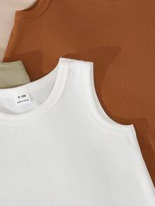 SHEIN 5 pièces/set Débardeurs tricotés multicolores décontractés, convenant comme couche, pour les sorties, les tenues décontractées, les voyages, adapté aux bébés garçons de 6 mois à 3 ans - Multicolore - Voir 5